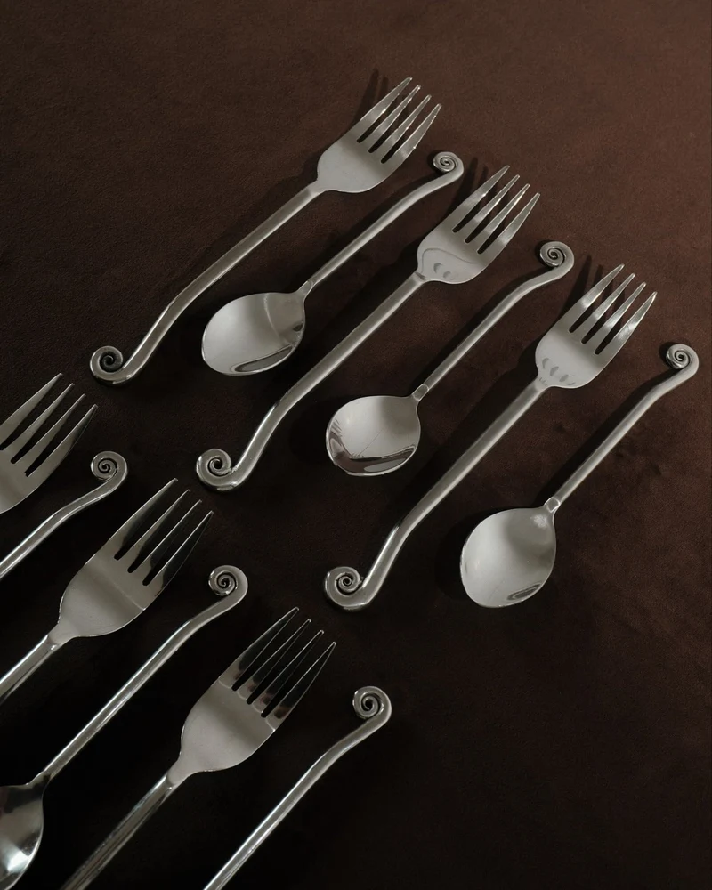 12-Piece Inox Cutlery Set with Spiral Handles