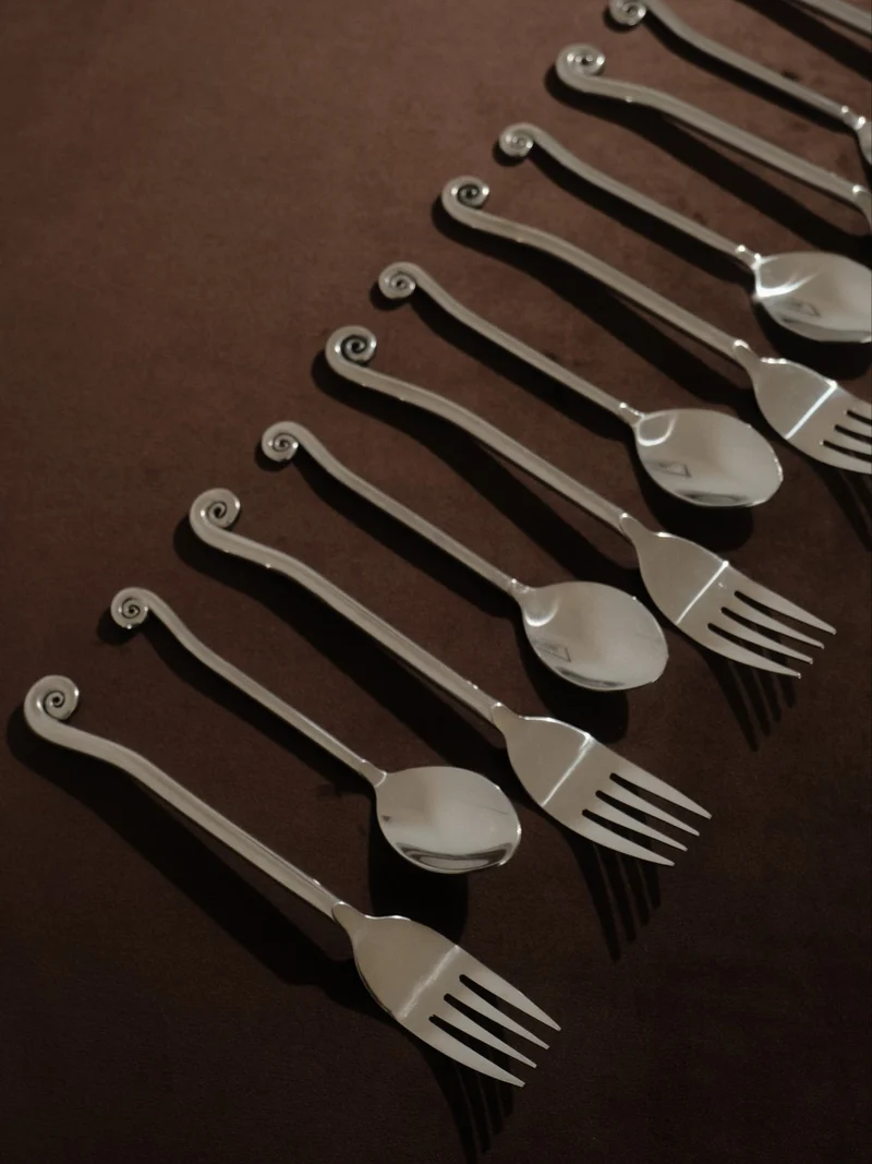 12-Piece Inox Cutlery Set with Spiral Handles