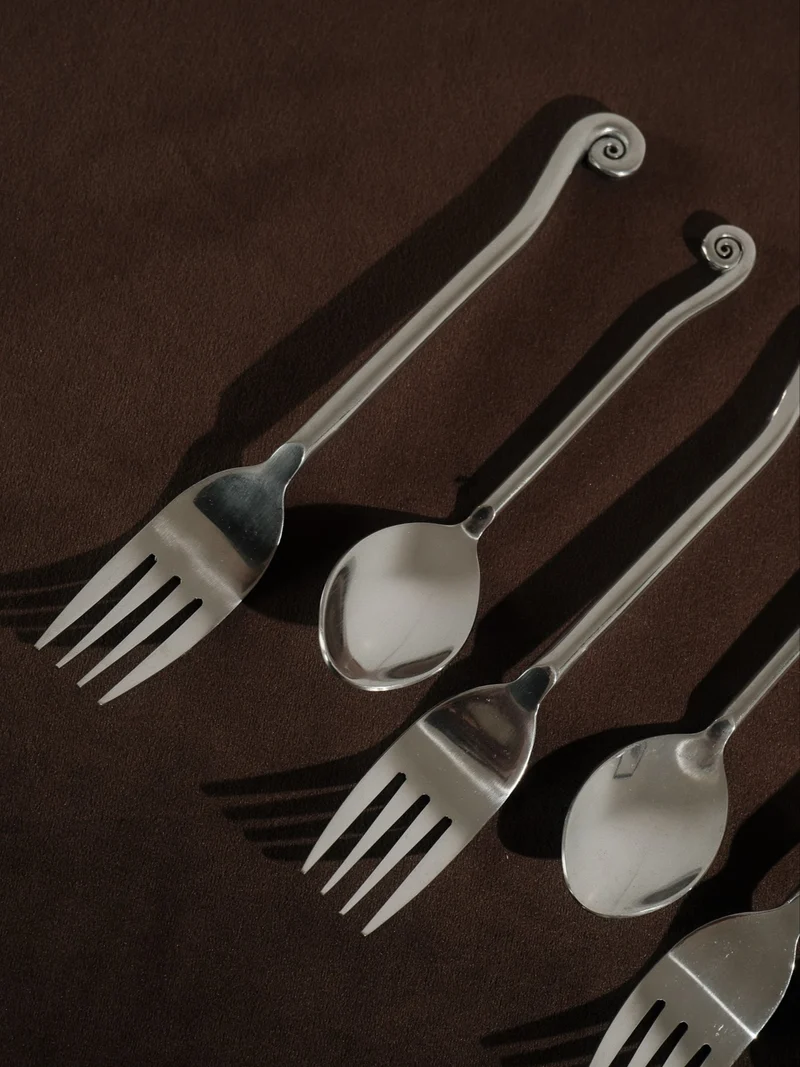 12-Piece Inox Cutlery Set with Spiral Handles