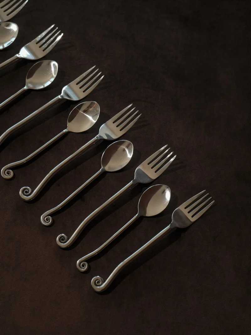 12-Piece Inox Cutlery Set with Spiral Handles