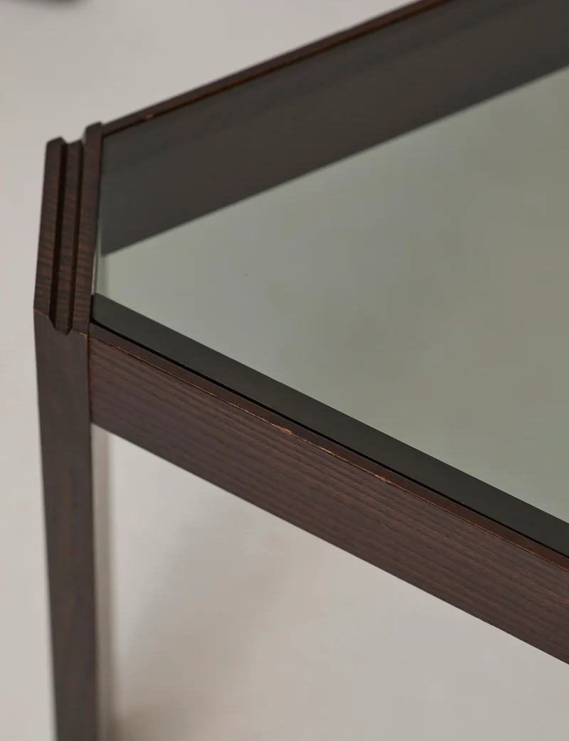 Stackable Triangular Wood and Glass Side Tables by Porada Arredi, c. 1970