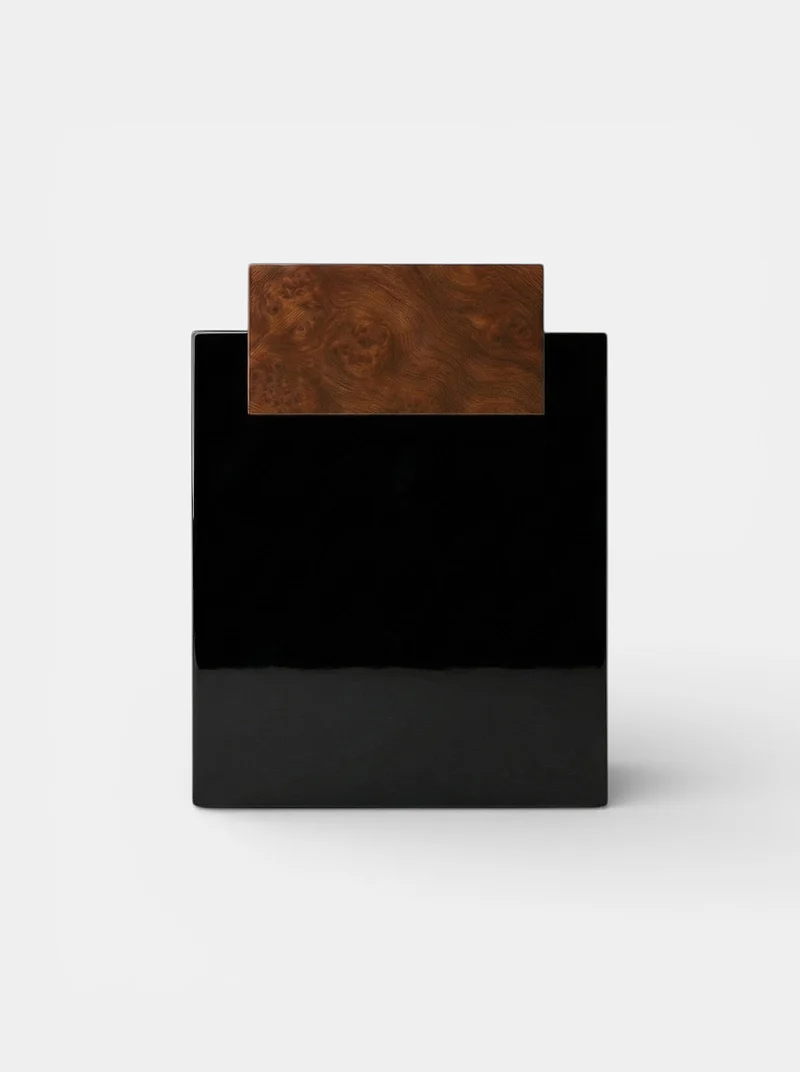 Gaia Burl Wood And Black Lacquered Side Table
