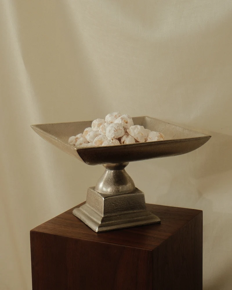 Silver-Toned Pedestal Centerpiece Bowl