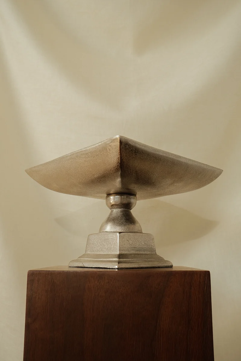 Silver-Toned Pedestal Centerpiece Bowl