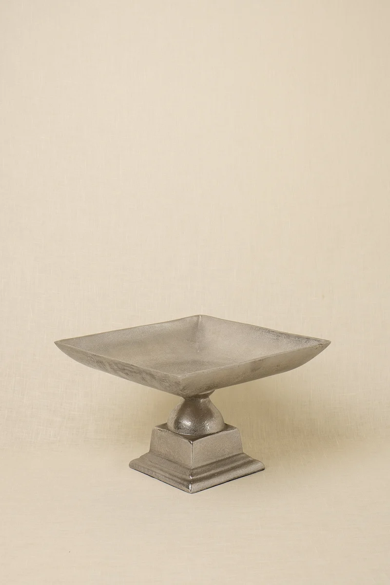 Silver-Toned Pedestal Centerpiece Bowl