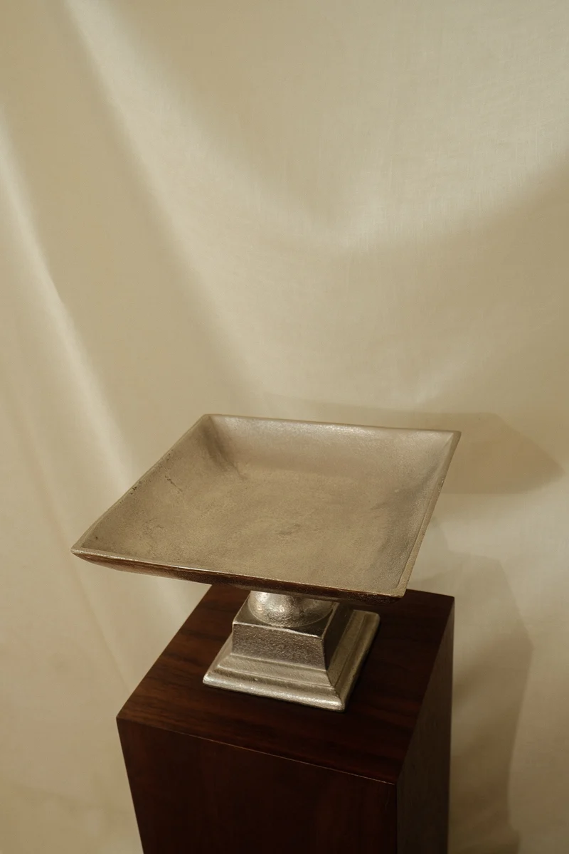 Silver-Toned Pedestal Centerpiece Bowl
