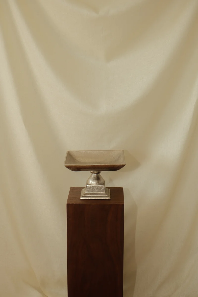 Silver-Toned Pedestal Centerpiece Bowl