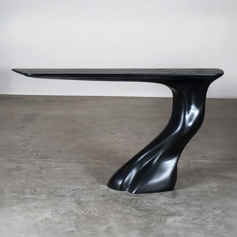 Sculptural Frolic console table in Ash wood