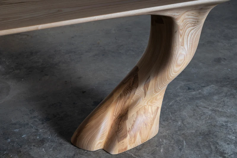 Sculptural Frolic console table in Ash wood