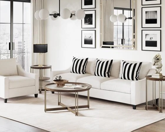 Table basse en verre et placage de noyer - Elora