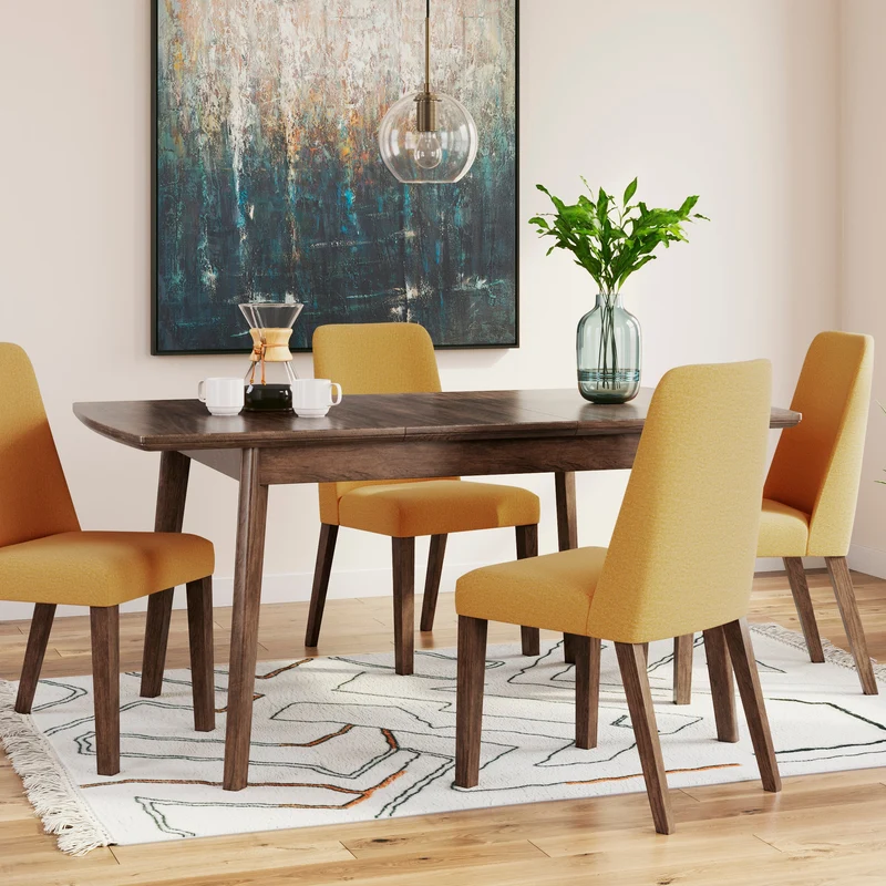 Table de salle à manger extensible en bois/placage de manguier brun - Lyncott