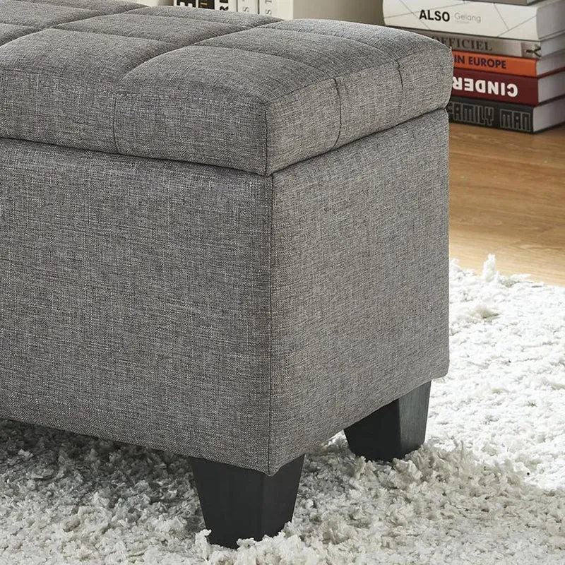 Banc de rangement en tissu gris - Lila