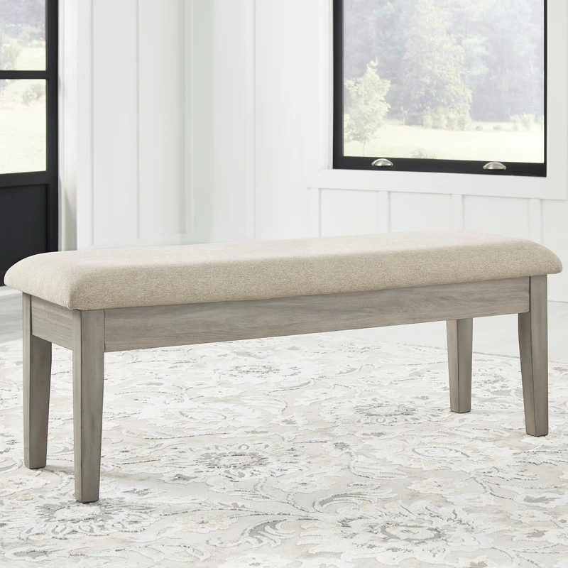 Banc de salle à manger rembourré en tissu beige avec rangement - Parellen