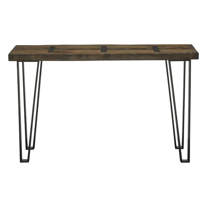 Table console en bois brun rustique et métal - Darthmouth