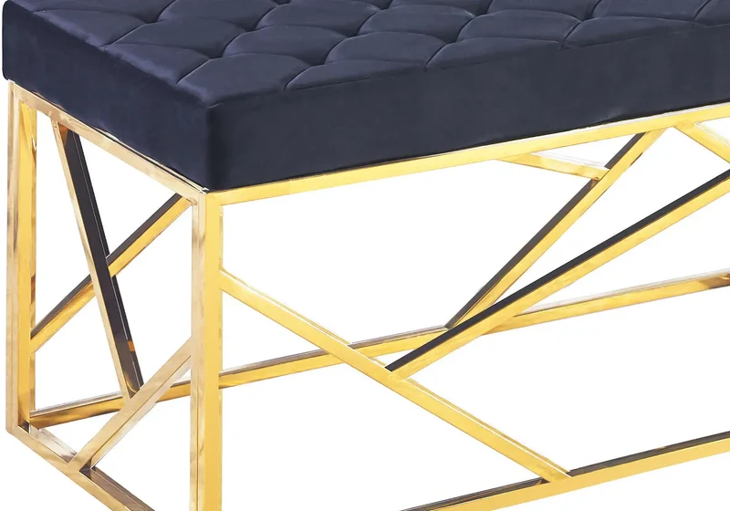 Banc design doré velours noir - Ilea