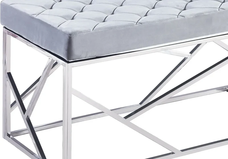 Banc design chromé velours gris - Ilea