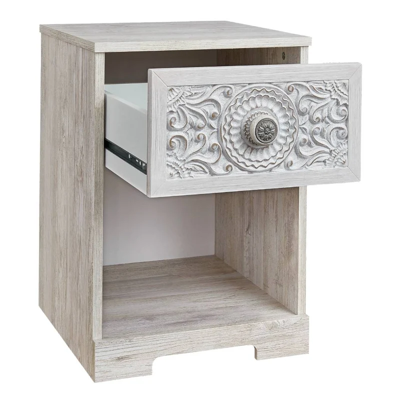 Table de chevet à 1 tiroir en bois/MDF blanc usé - Paxberry