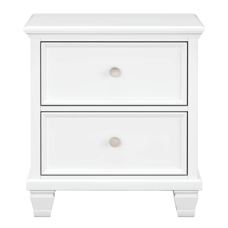 Table de chevet à 2 tiroirs en bois/MDF blanc - Fortman