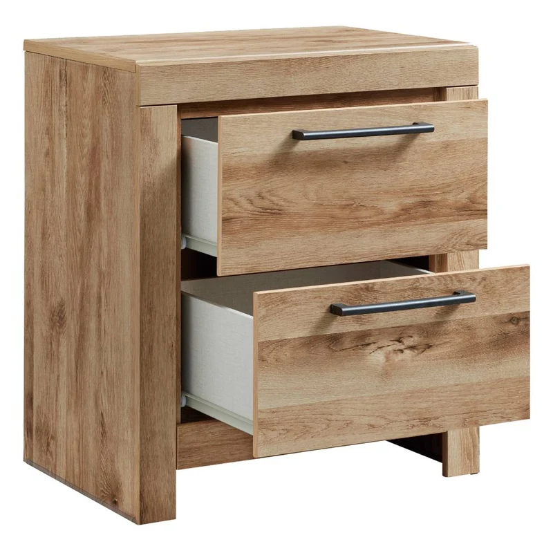 Table de chevet à 2 tiroirs en bois/placage brun clair - Hyanna