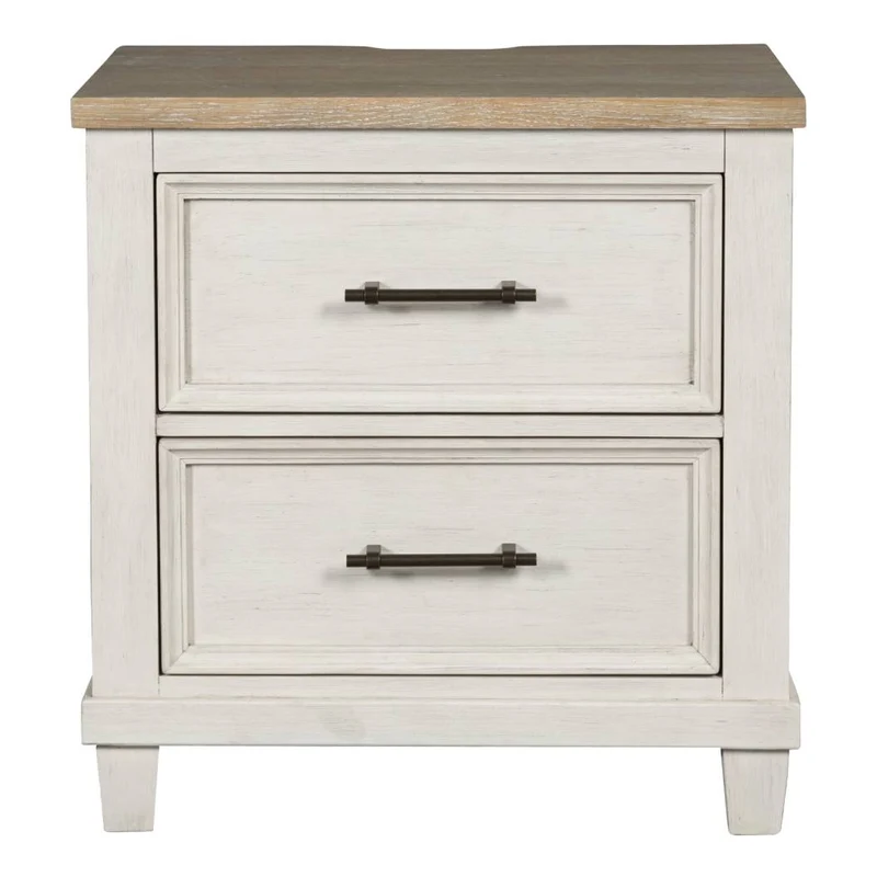 Table de chevet à 2 tiroirs en bois/placage bicolore - Shaybrock