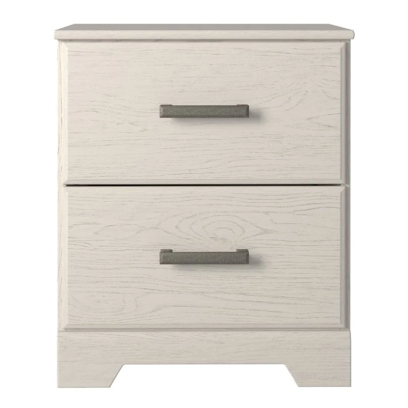 Table de chevet à 2 tiroirs en bois/placage blanc - Stelsie