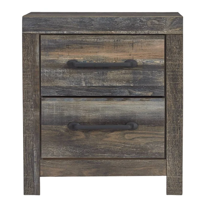 Table de chevet à 2 tiroirs en bois/MDF multi gris - Drystan