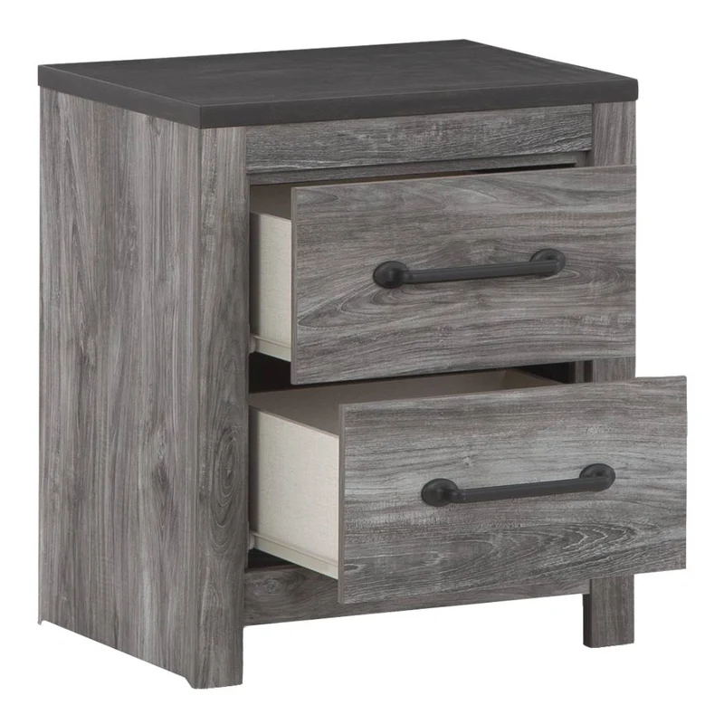 Table de chevet à 2 tiroirs en bois/MDF gris foncé - Bronyan