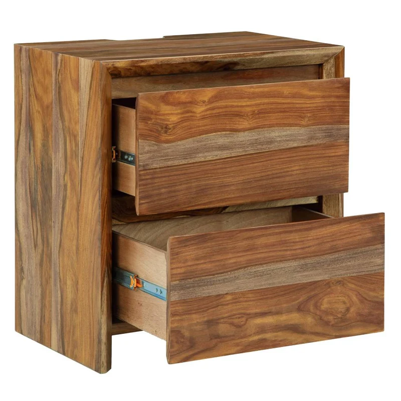 Table de chevet à 2 tiroirs en bois/MDF brun naturel - Dressonni