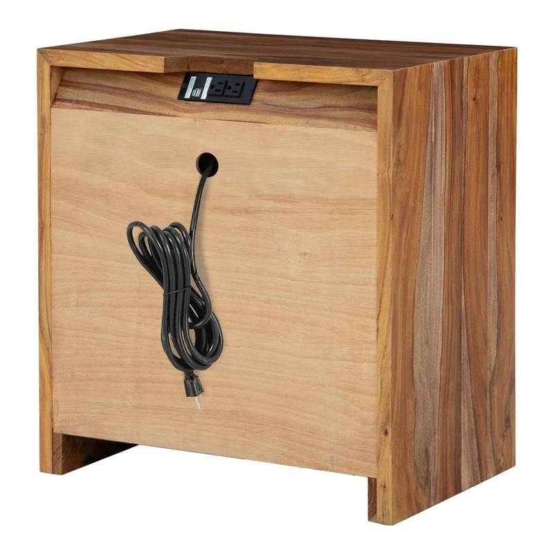 Table de chevet à 2 tiroirs en bois/MDF brun naturel - Dressonni