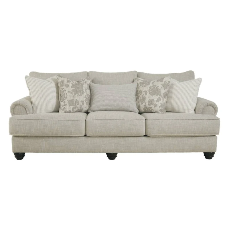 Sofa en tissu beige pâle avec coussins - Asanti
