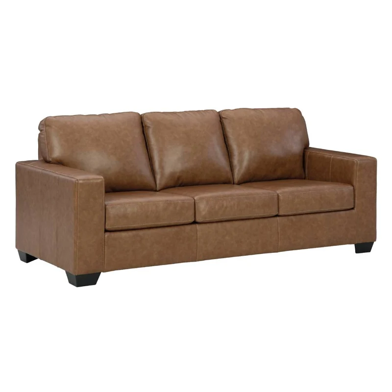 Sofa-lit en cuir brun caramel avec matelas 60 po - Bolsena