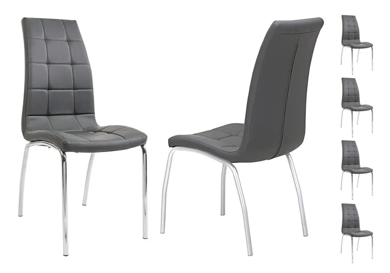Chaises en simili gris capitonnées - Dea x6