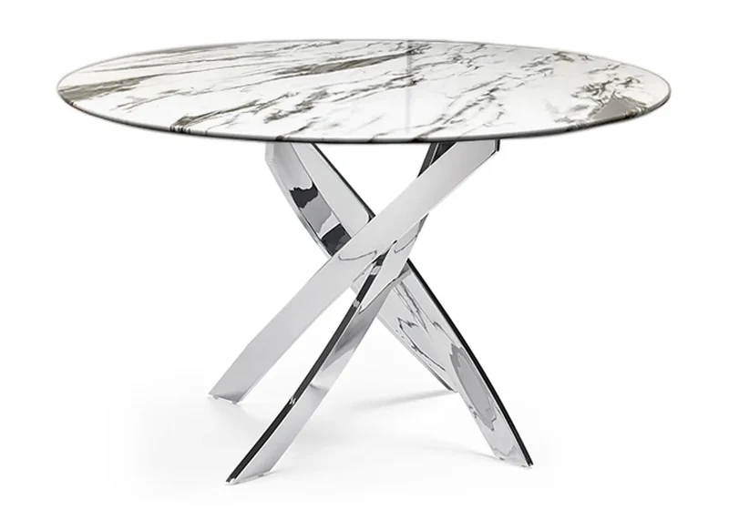 Table ronde 6 chaises marbre blanc - Design