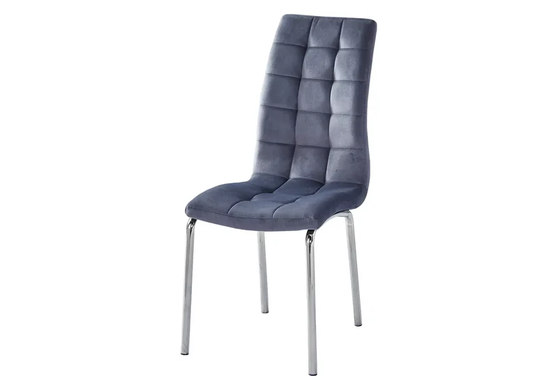 Chaises en velours gris capitonnées - Dea x6