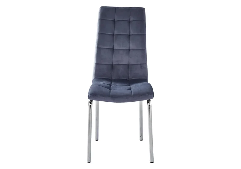 Chaises en velours gris capitonnées - Dea x6