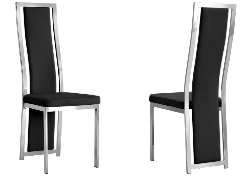 Table marbre noir et 6 chaises velours argent – Jessy