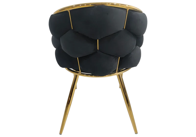 Fauteuil de table velours noir pieds dorés - Cloud x2