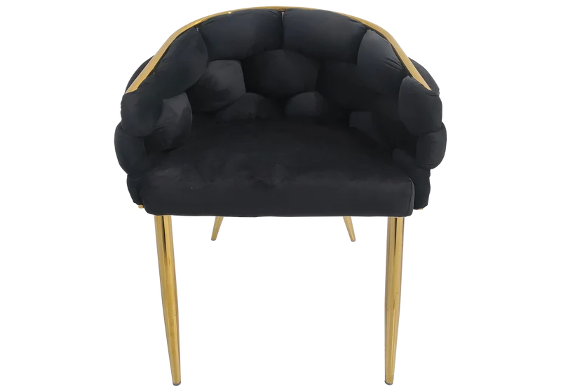 Fauteuil de table velours noir pieds dorés - Cloud x2