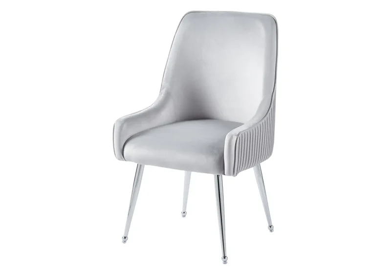 Fauteuil de table velours gris poignée argentée - Opus x2
