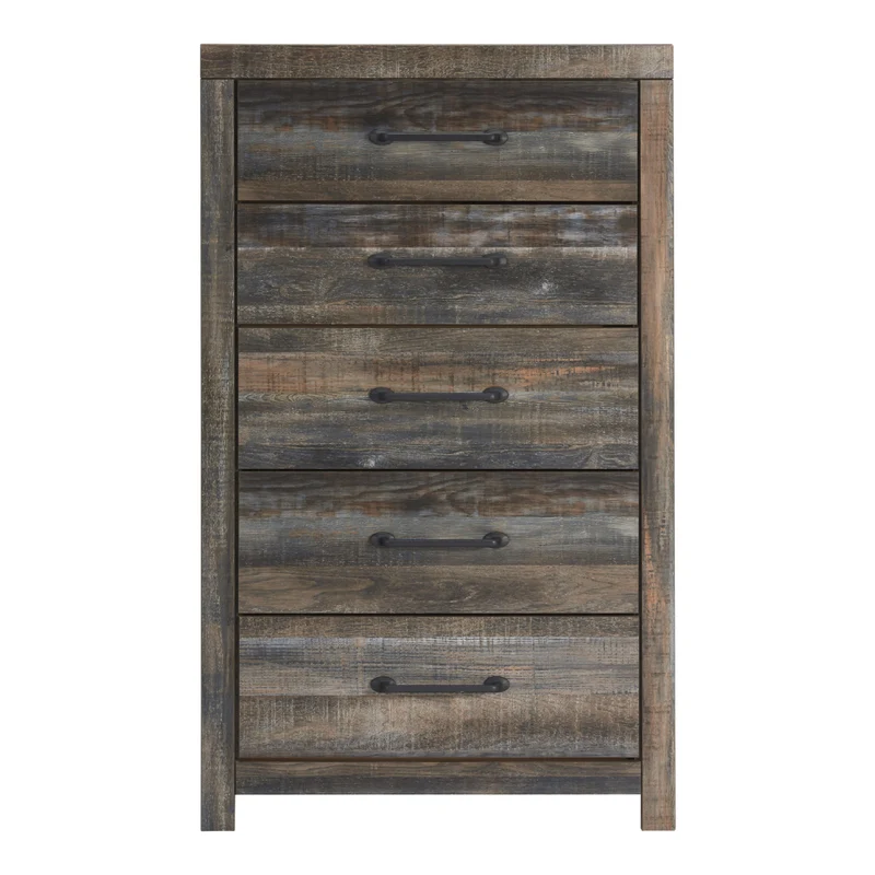 Commode à 5 tiroirs en bois/MDF multi gris - Drystan