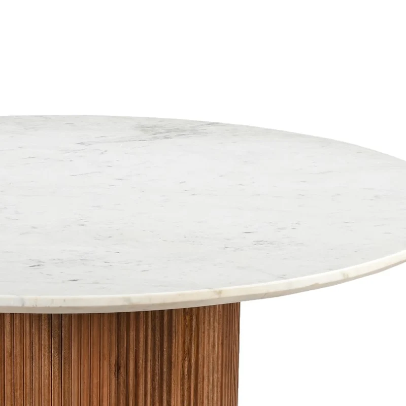Table d'appoint en marbre blanc et bois de manguier - Jilsa