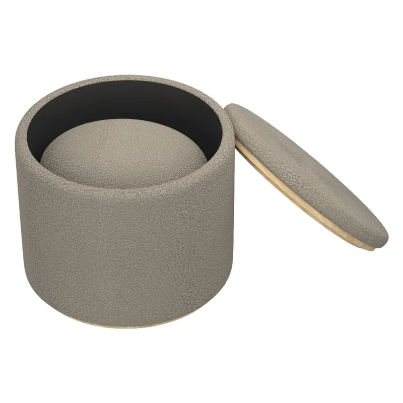 Ensemble de 2 poufs en tissu gris - Cecily