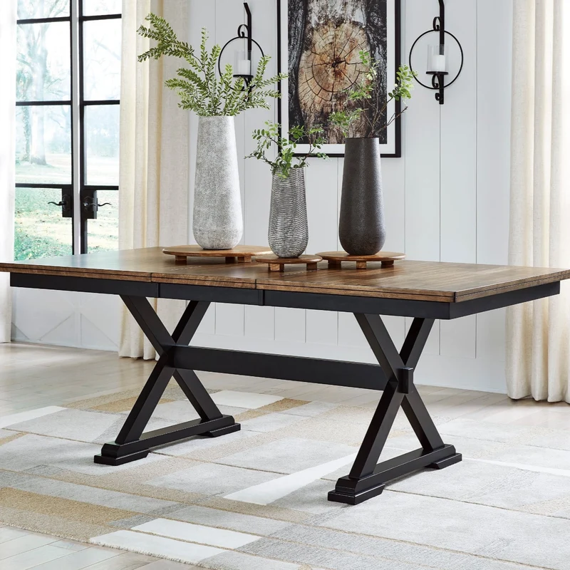 Table de salle à manger extensible en bois/placage de manguier bicolore - Wildenauer