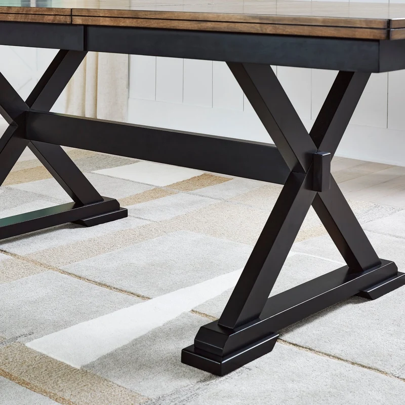 Table de salle à manger extensible en bois/placage de manguier bicolore - Wildenauer