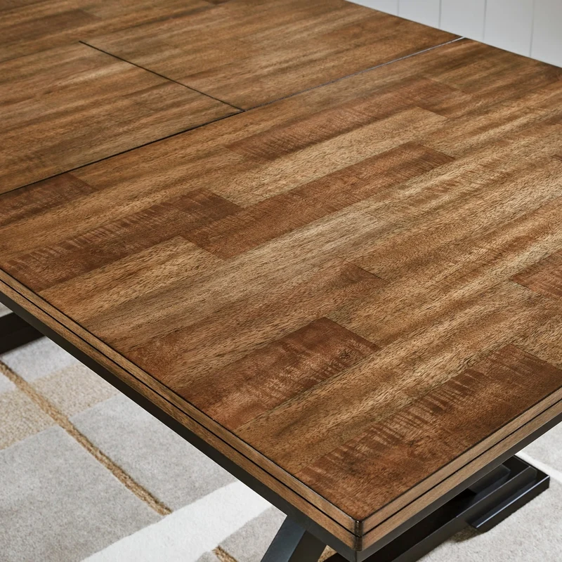 Table de salle à manger extensible en bois/placage de manguier bicolore - Wildenauer