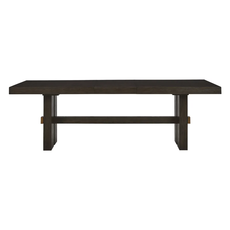 Table de salle à manger extensible en bois/placage de chêne brun foncé - Burkhaus