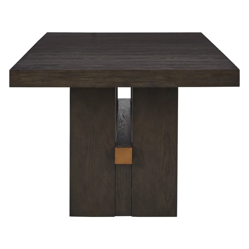 Table de salle à manger extensible en bois/placage de chêne brun foncé - Burkhaus