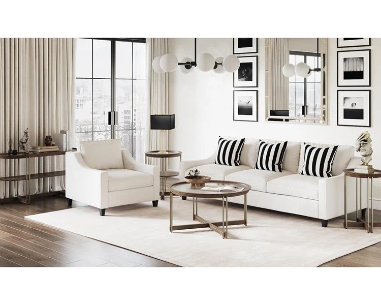 Table de bout en verre et placage de noyer - Elora