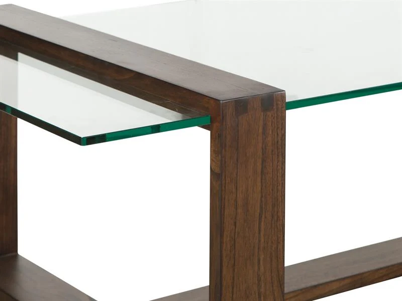 Table basse en verre trempé et bois brun - Bristow