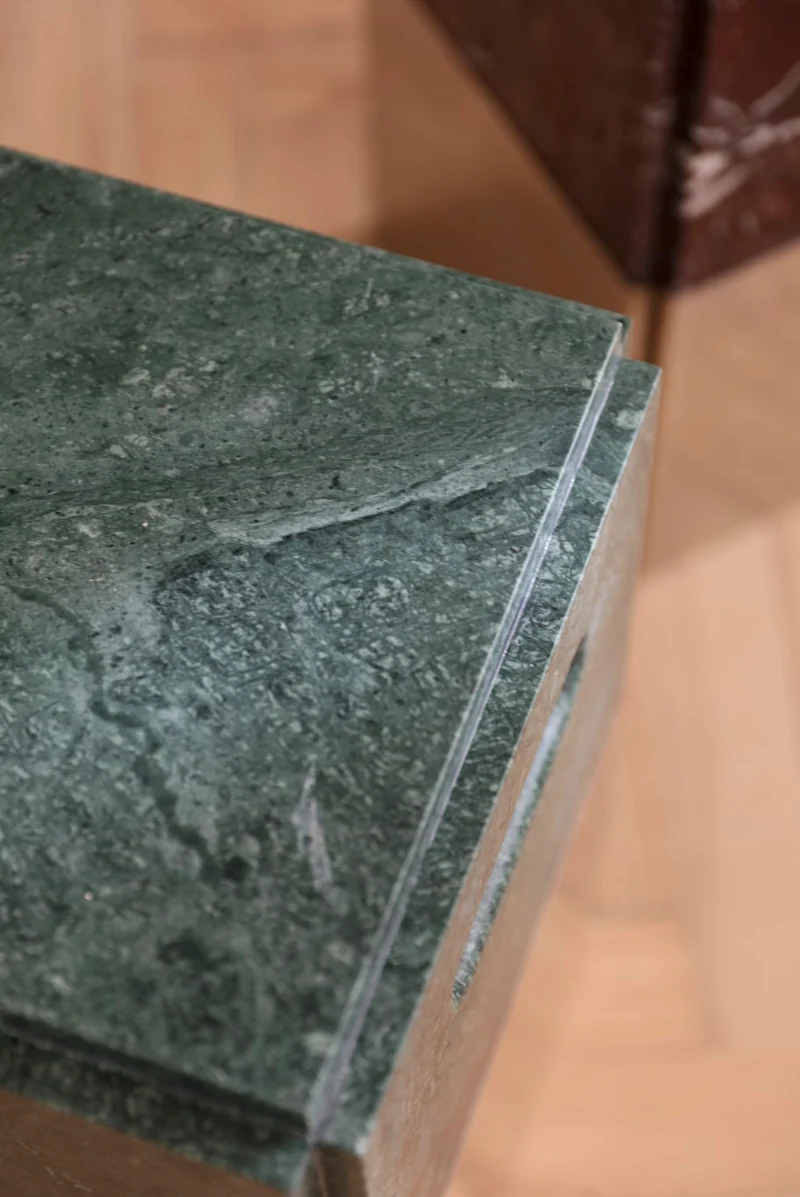 Rehundido Stool in Steel and Marble